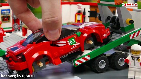 ماشین بازی کودکانه شهر لگوها : دزدیدن لاستیک ماشین مسابقه قهرمان