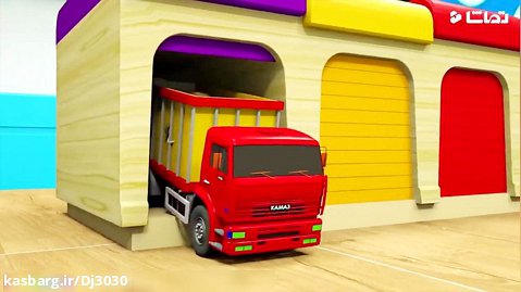 کارتون کامیون های رنگی و حمل حیوانات - ماشین بازی کودکانه
