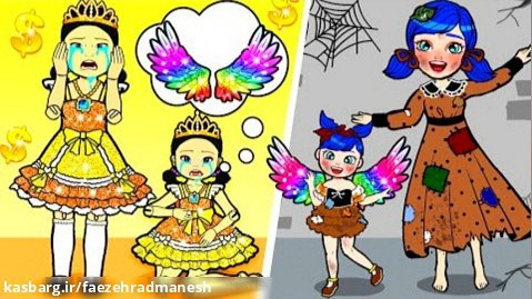 ایده های کارتونی بازی مرکب و لیدی باگ - انتخاب بال های رنگین کمان