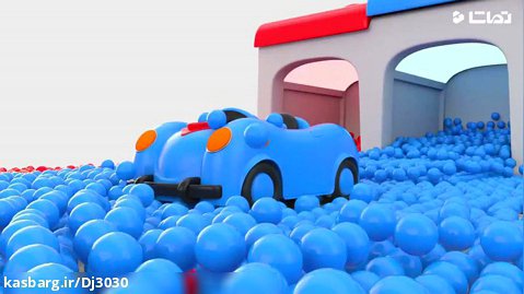 کارتون ماشین های رنگی : پارکینگ و تریلی بزرگ توپ های رنگی