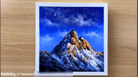 قله ای در شب زیبای زمستان بکشید - چالش روزانه 154#