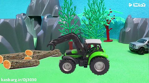 فیلم ماشین بازی کودکانه : جاده سازی در جنگل با ماشین سنگین