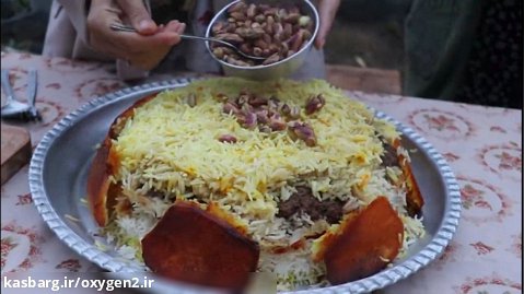طرز تهیه پسته پلو با طعم زعفرانی دستور روستایی کباب ایرانی
