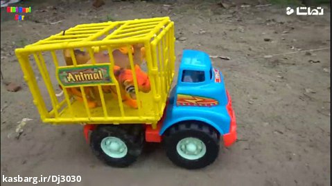 ماشین بازی کودکانه نجات حیوانات توسط ماشین پلیس و ماشین سنگین و عملیات پل سازی