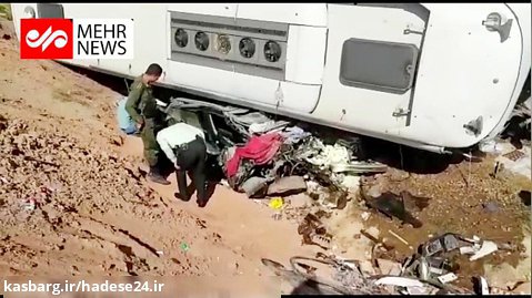 فیلم واژگونی اتوبوس در آزادراه ساوه-همدان