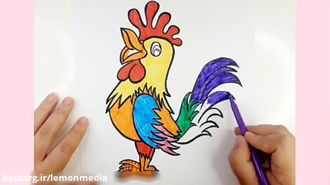 آموزش نقاشی برای کودکان _خروس