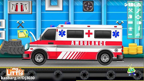 کارتون ماشین آتش نشانی , پلیس , آمبولانس کارواش و تعمیر ماشین های تیم نجات