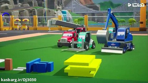 ماشین بازی کودکانه - کارتون ساختمان سازی ماشین های سنگین و یادگیری شکل های هندسی