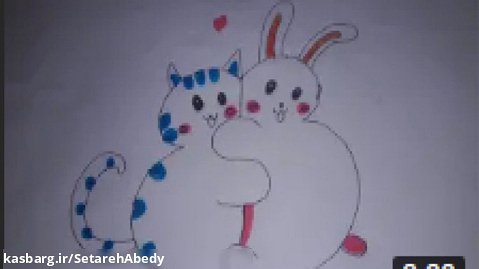 نقاشی گربه و خرگوش-خلاق باش