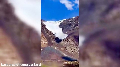 ریزش یکی از یخچال های طبیعی در کوهستان تیان شان قرقیزستان
