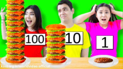 چالش خنده دار جدید - چالش غذایی - 100 تا همبرگر در 24 ساعت - چالش جدید