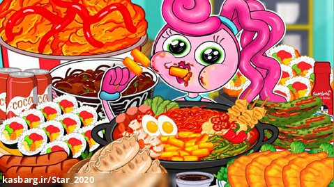 چالش غذایی مامی لانگ لگز -- نودل کره ای و کیمچی