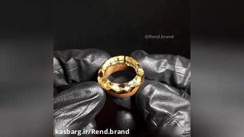 حلقه رزین و چوب / Wood ring and golden resin