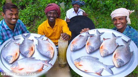 سرخ کردن ماهی های بزرگ | آشپزی روستایی (قسمت 11)