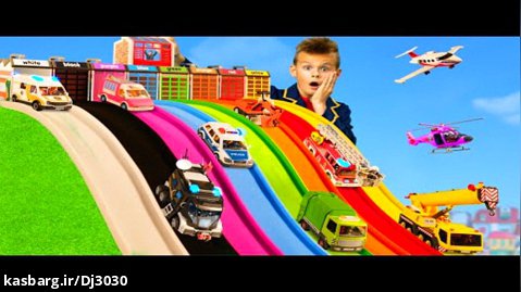 فیلم ماشین بازی کودکانه ساخت ماشین سنگین شهری و یادگیری رنگ ها به انگلیسی