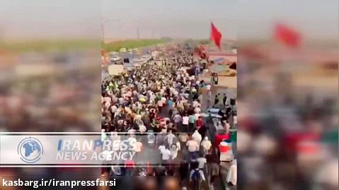 آغاز پیاده روی اربعین موکب بزرگ بنی عامر از شهر بصره در جنوب عراق