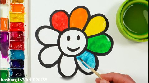 آموزش نقاشی کشیدن به کودک و نوجوان - گل رنگین کمان و جوجه تیغی