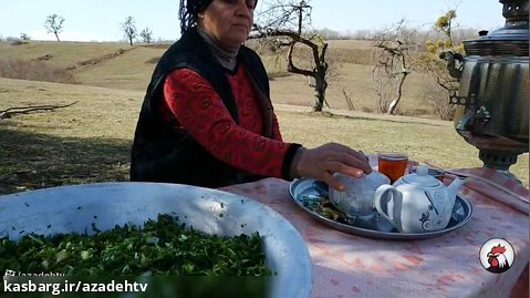 زندگی روستایی آذربایجان - قسمت 18 - طرز تهیه قطاب سبزی در طبیعت