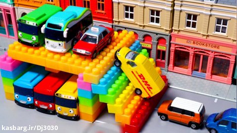ماشین بازی کودکانه پسرانه : مک کویین و اتوبوس کوچولو : پارکینگ لگویی