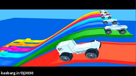 کارتون ماشین های رنگی : سرسره آبشار و سقوط به داخل اقیانوس