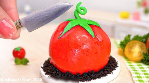 کیک مینیاتوری شگفت انگیز  - تزئین کیک گوجه فرنگی با فوندانت
