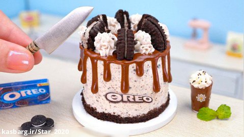 تزیین کیک مینیاتوری شکلاتی OREO - بهترین تزئینات کیک مینیاتوری