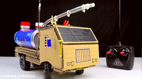 نحوه ساخت ماشین آتشنشانی با قوطی های پپسی و مقوا :: کاردستی