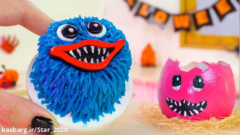تزیین کیک مینیاتوری هاگی واگی برای هالووین