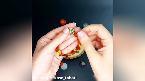 دستبند سنگ کادویی رودراکشا سیترین با خرجکار تبتی _کد۰۸