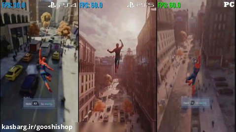 مقایسه اجرای بازی Spider-Man Remastered در کنسول های PS4 vs. PS5 vs. PC