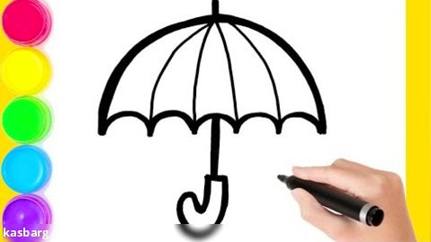 آموزش نقاشی به کودکان/نقاشی چتر، ابر، باران