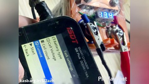 تست شارژ و سلامت باتری لیتیوم فسفات پک چهارتایی پارساژ دزاین/۱۲ ولت(۱۳.۷ولت)