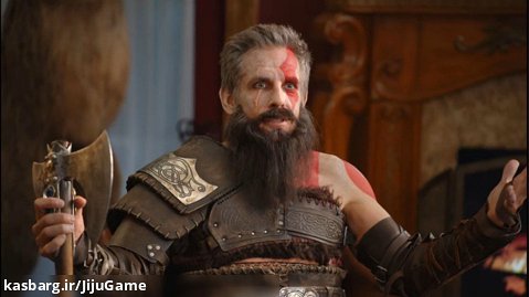 بن استیلر در نقش کریتوس در تبلیغات God Of War Ragnarok