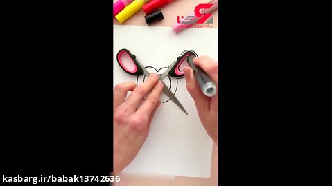 آموزش نقاشی پلنگ صورتی با استفده از قیچی