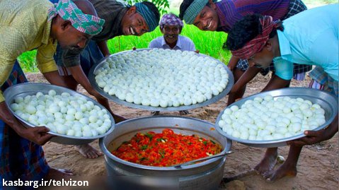 پخت یک خورش هندی با ۱۰۰۰ عدد تخم مرغ آبپز شده | آشپزی روستایی (قسمت 110)