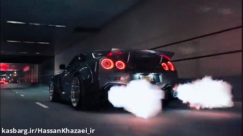 نیسان جی تی آر  Nissan GT-R r35 همراه با بک فایر و flame spitting