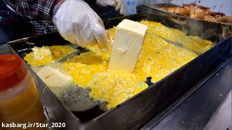 طرز تهیه نان تست املت تخم مرغ - غذاهای خیابانی کره ای