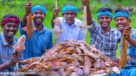 تمیز کردن و پخت خوراک ماهی کوسه ای | آشپزی روستایی (قسمت 185)