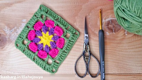 Easy Crochet Granny Square | موتیف گل | بافت موتبف قلاب بافی