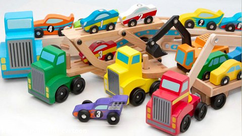 ماشین های اسباب بازی - تریلر چوبی ماشین ها - اسباب بازی های کودکانه