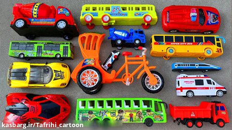 وسایل اسباب بازی کودکانه - آمبولانس، ماشین ورزشی، اتوبوس شهری، کامیون