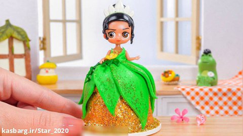 تزیین کیک پرنسس تیانا مینیاتوری زیبا | آموزش کیک پرنسس