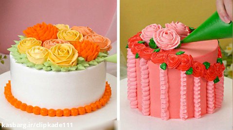 کیک آرایی، بهترین تزیین کیک گل خامه ای، تزیین کیک با خامه