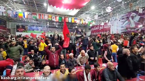 شادی فلسطینی ها در غزه پس از پیروزی تیم ملی مراکش برابر اسپانیا