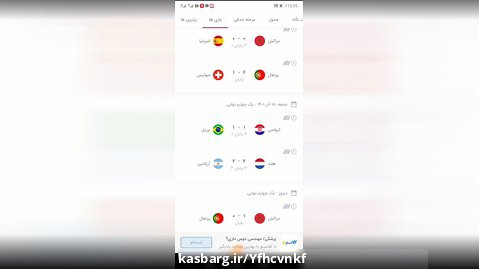 نتایج مرحله یک چهارم جام جهانی ۲۲ قطر