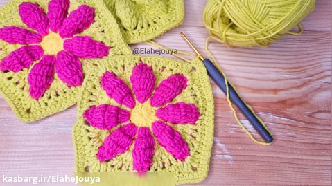 Easy Crochet Granny Square | موتیف گل رنگی | بافت موتیف قلاب بافی