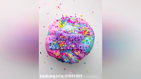 اسلایم کیوت کیک ـ اسلایم خامه ای رنگی رنگی