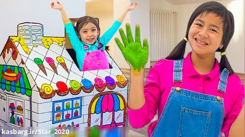 برنامه کودک سرگرمی ، جنی و مدی خانه های نمایش رنگ آمیزی می کنند
