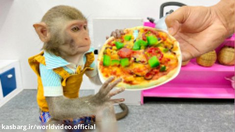 برنامه کودک بچه میمون | تهیه پیتزا | فیلم کودکانه میمون | برنامه سرگرمی کودک