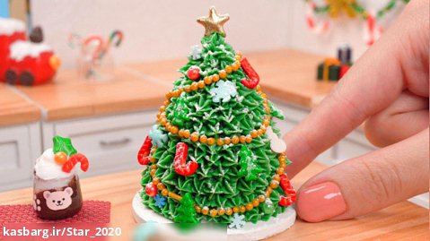 کیک مینیاتوری درخت کریسمس / تزئین بهترین کیک کوچک برای کریسمس